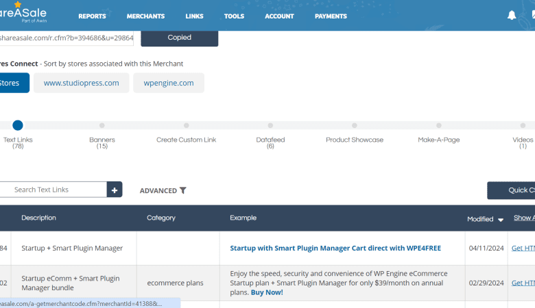How to Find Affiliate Links in ShareASale