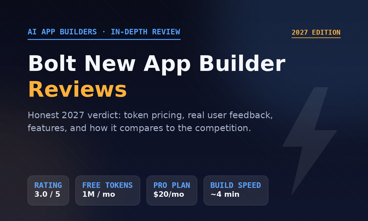 Bolt New App Builder Reviews 2027 Pricing & Verdict